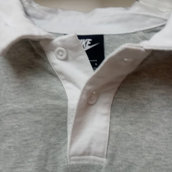 Mens Nike Swoosh Spell Out Long Sleeve Polo Rugby Shirt Size Large Vintage Y2K - Picture 3 of 10